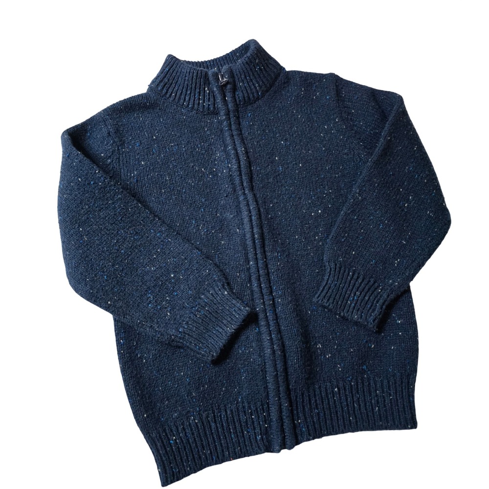 Gymboree Boys Navy Blue Marled Knit Full Zip Mock Neck Sweater 3T